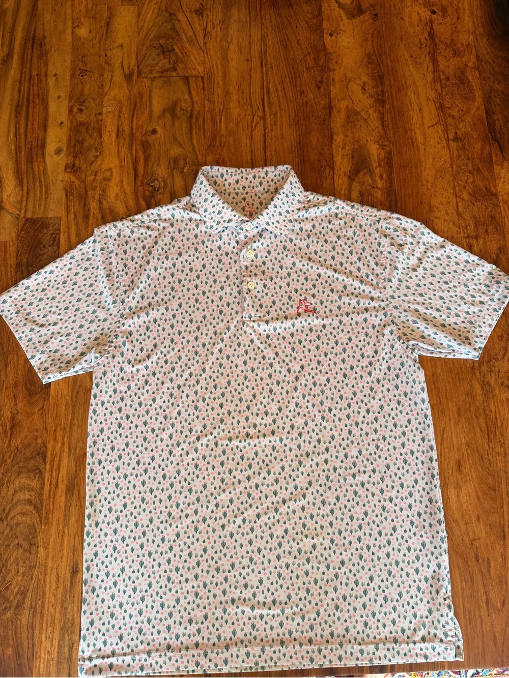 Men's Small Rhoback Short-Sleeve Performance Polo - Preppy Cactus!🌵